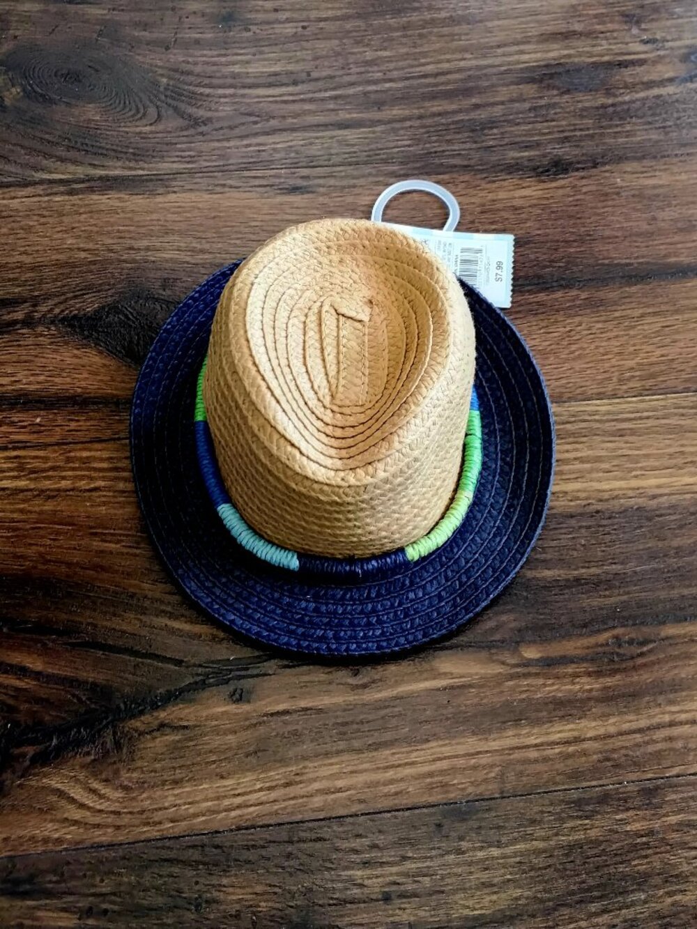 *NEW* Newborn Infant Boy "Cat& Jack" Tan Woven Fedora Hat W/ Blue Brim